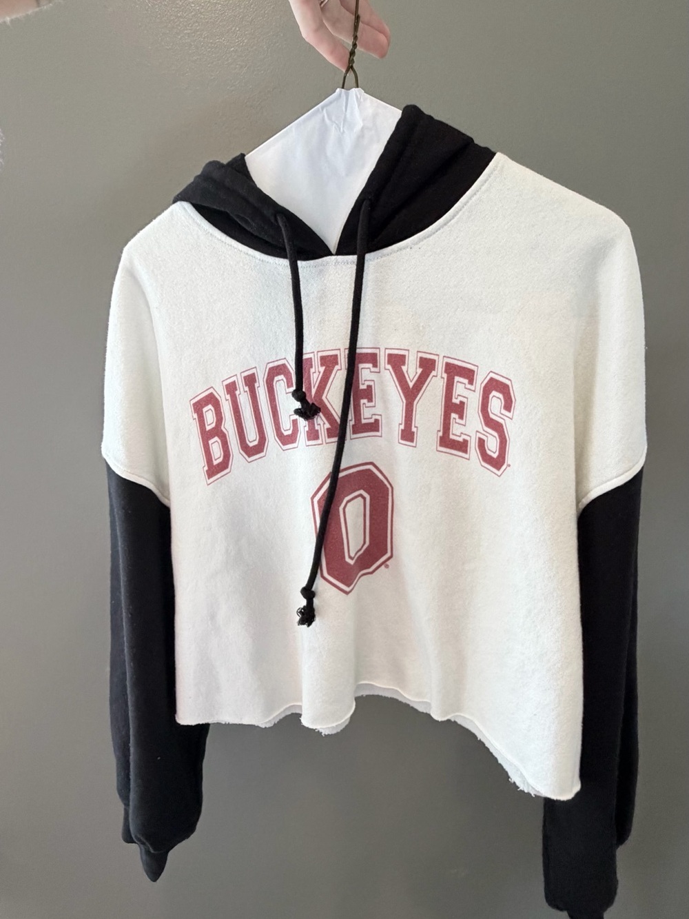 Buckeyes Two-Tone Cropped Hoodie - White & Black